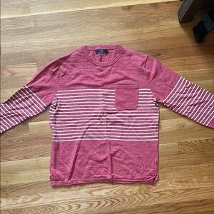 J. Crew Red and White Crewneck Sweater